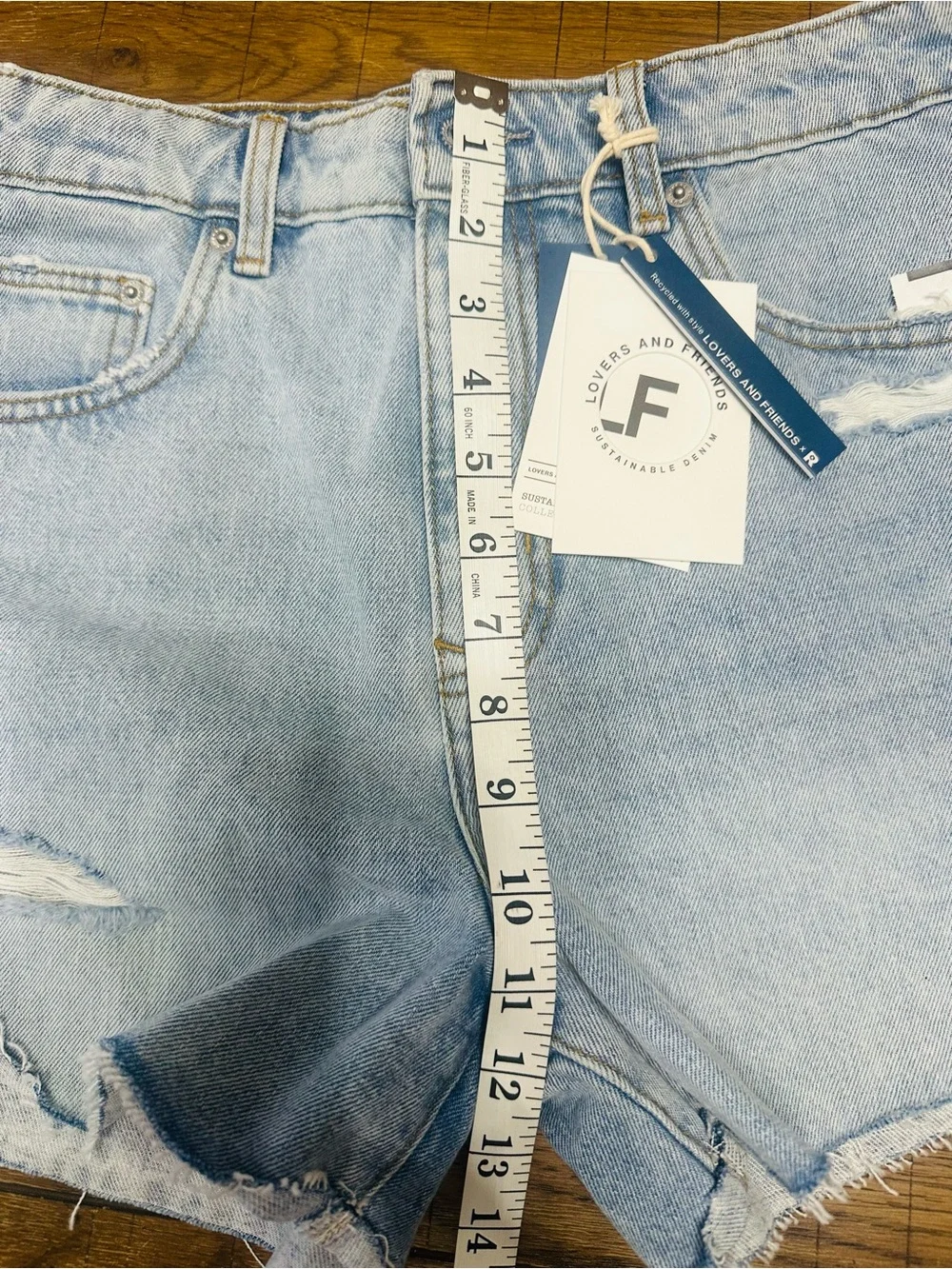 NWT Lovers + Friends Jamie High Rise Denim Shorts Light Wash Distressed Size 27
